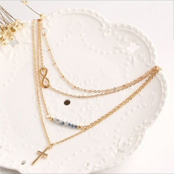4 Layer Gold Cross Infinity Necklace 💥Final Price💥 - Picture 2 of 2
